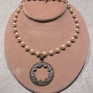 Beautiful Costume Pearl and Cz Necklace